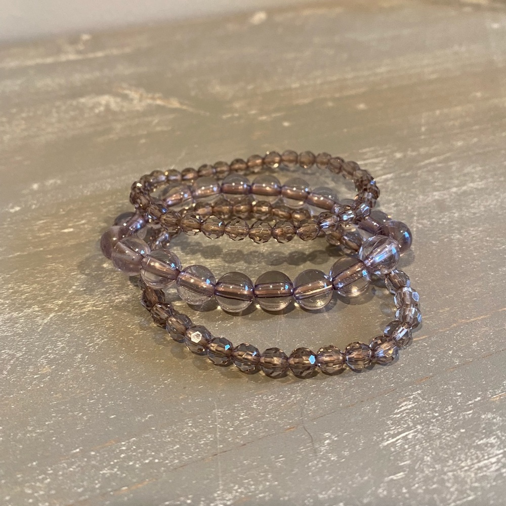⭐️HOST PICK- Brownish Clear Beaded Bracelets Set of 3